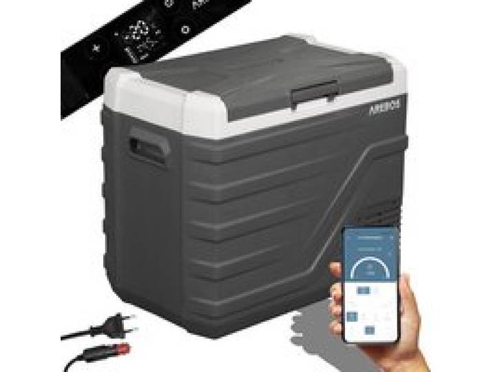 AREBOS Glacière à compresseur 43L Refroidissement -20°C à +20°C Contrôle via App & écran tactile USB 12/24V & 230V