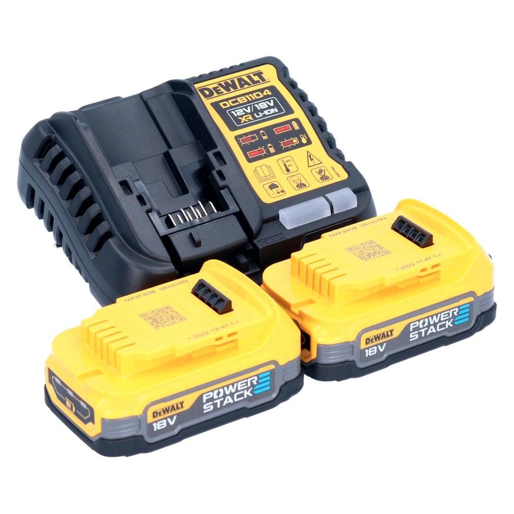 DeWalt DCB 1104 E2 Akku Starter Set 12 V / 18 V 2x Powerstack Akku 1,7 Ah + DCB 1104 Ladegerät (18 V) (39234226)