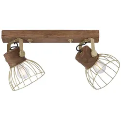 Wandleuchte Wandlampe Deckenleuchte Flurleuchte Holz Messing-matt L 64 cm