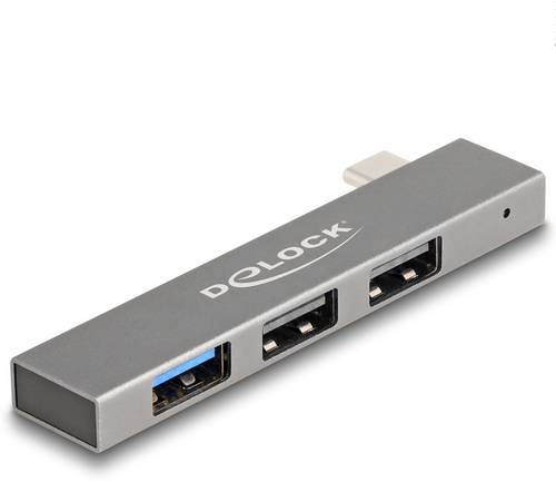 Delock 64274 USB-Hub 3 Port USB-A USB 3.2 Gen2 10 GBit/s mit USB-C Stecker Grau 64274