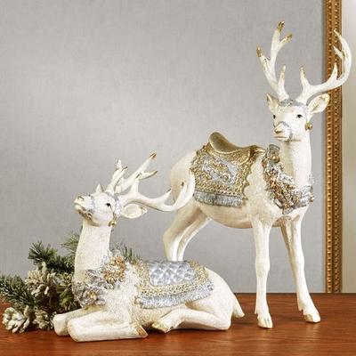 Raz Imports, Inc Elegant Deer Table Sculptures Off White Set of Two, Set of Two, Off White