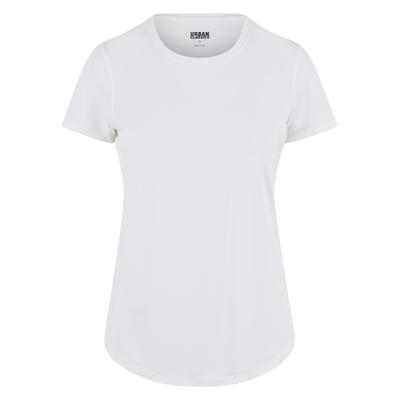 T-Shirt URBAN CLASSICS "Urban Classics Ladies Sports Tee Ladies Sports Tee", Damen, Gr. S, weiß, 88% Nylon, 12% Elasthan, unifarben, normal, Rundhals, Shirts T-Shirt