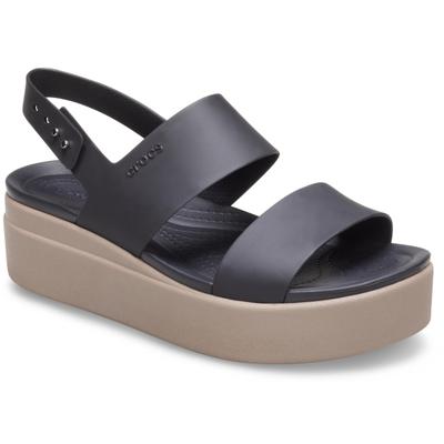 Keilsandalette CROCS "Brooklyn Low Wedge", Damen, Gr. 36, Croslite™, schwarz (schwarz, mushroom), Schuhe, Sommerschuh, Sandale, Keilabsatz, mit modischer Plateausohle