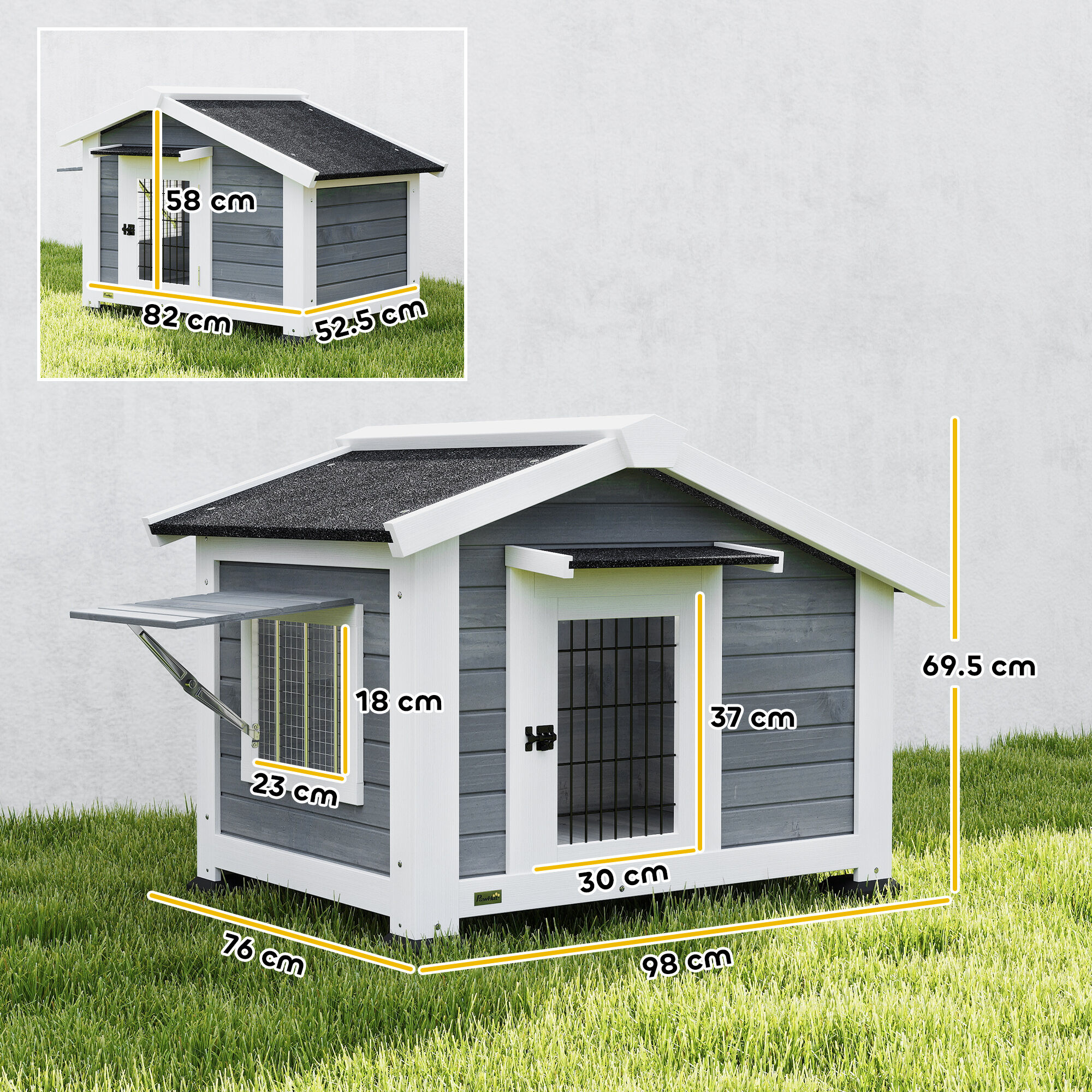 Altro Cuccia Per Cani Casetta Per Cani Da Esterno In Legno, 98x76x69.5cm
