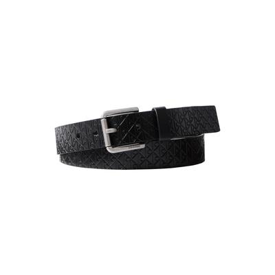 Ledergürtel CALVIN KLEIN "CASUAL ROLLER BUCKLE AOP 35MM", Herren, Gr. 105, schwarz (schwarz aop, antique silber), Büffelleder, unifarben, Gürtel Ledergürtel, Regular fit und größenverstellbar