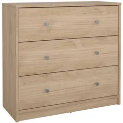 WellHome - Schlafzimmerkommode mit 3 Schubladen in der Farbe Eiche 73 x 31 x 69 cm - Ebro Oak