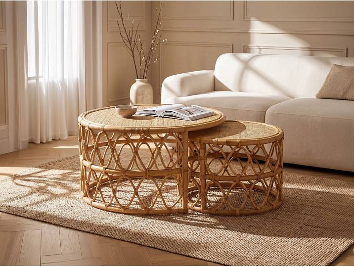 Couchtisch - Rattan - Naturfarben - RONITA