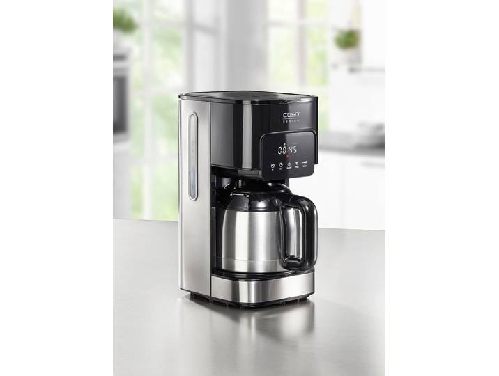 Kaffeemaschine mit Thermokanne, Schwarz-Silber