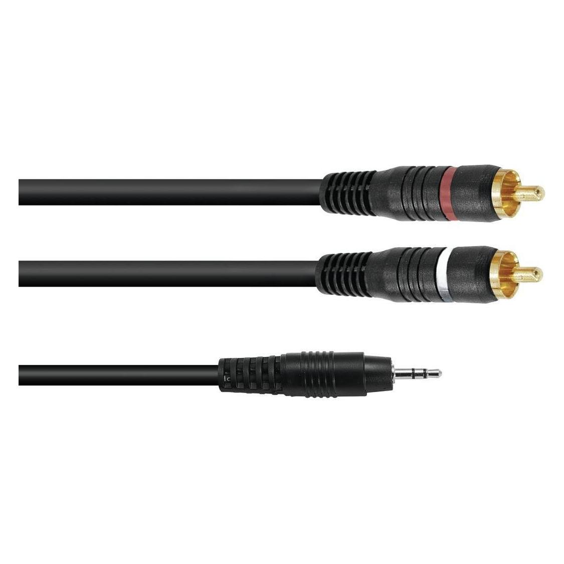Omnitronic Adapterkabel 3,5 Klinke/2xCinch 1m sw (1 m, Cinch Kabel) (3022514Z)