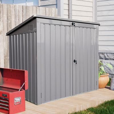 GDFStudio GDF Studio - Suncook Outdoor Metal Garbage Bin Shed with Galvanized Steel Storage Design