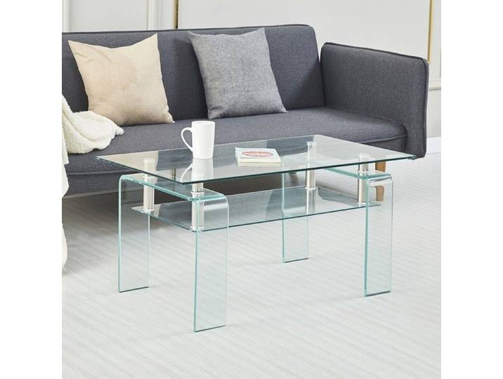Table basse verre - MINIMAL HOME - trempé clair pieds verre