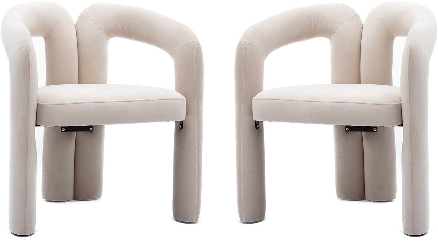 CHICFURN Eetkamerstoel met armleuningen - Gestoffeerd - Beige