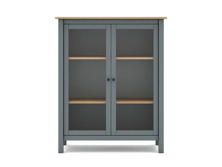 Calicosy Vitrine 2 Türen L90 x H110 cm - Misti, Grün, Holz, 40x110x90 cm, Esszimmer, Vitrinen, Vitrinenschränke