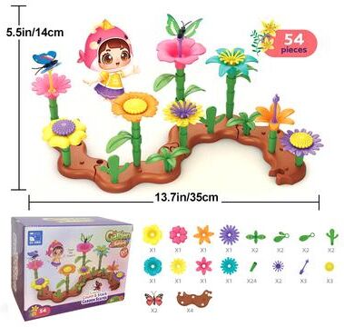 Perfect Picks Market Grow Their Imagination With STEM Flower Garden Toy, Gift For Year Old Boys & Girls 54pcs