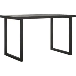 Bartisch Timeless aus recyceltem Teakholz, modernes Design, U-Gestell Metall, Schwarz, 150x80 cm