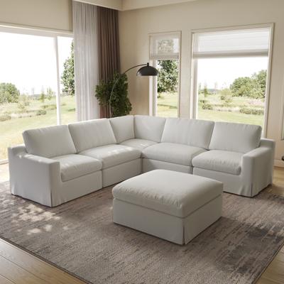HELIA 6 Pc Modular L-Shape Sectional Sofa and Ottoman for Living Room
