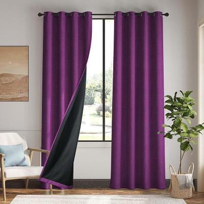 LightInthebox Curtain Drapes Linen Look 100% Blackout Curtains Coated Cotton Linen Fabric Natural Textured Drapes for Home Decor and Privacy