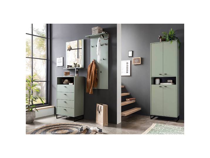 Schuhschrank Janne I 60 x 170 x 33cm Grün/Mintgrau