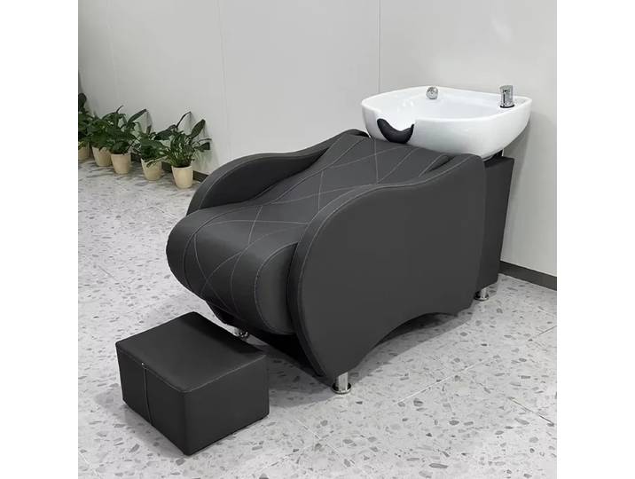 Fauteuil de lavage ergonomique nordique, massant, design moderne et unique, fauteuil inclinable de luxe, mobilier de salon de coiffure.