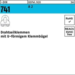 Drahtseilklemme DIN 741 U-förmig 3 MM/M 4 A 2 50 Stück