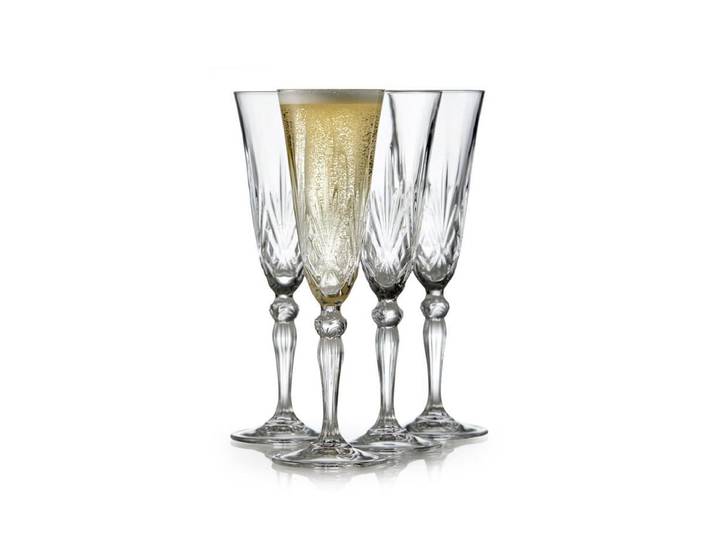 Champagnerglas Lyngby Melodia 4 Stück, 16 cl , transparent, H:22cm, Kristallglas, Trinkgefässe, Champagnerglas