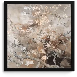 POSTER MIT RAHMEN Mandelblüte - Kunst - Van Gogh - Beige - Abstrakt 40x40 cm