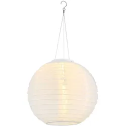 Solarlampe Lampion Außenleuchte LED Hängelampe Gartenleuchte weiß Außenlampe Pendelleuchte, Edelstahl Kunststoff, warmweiß, DxH 30x 55 cm