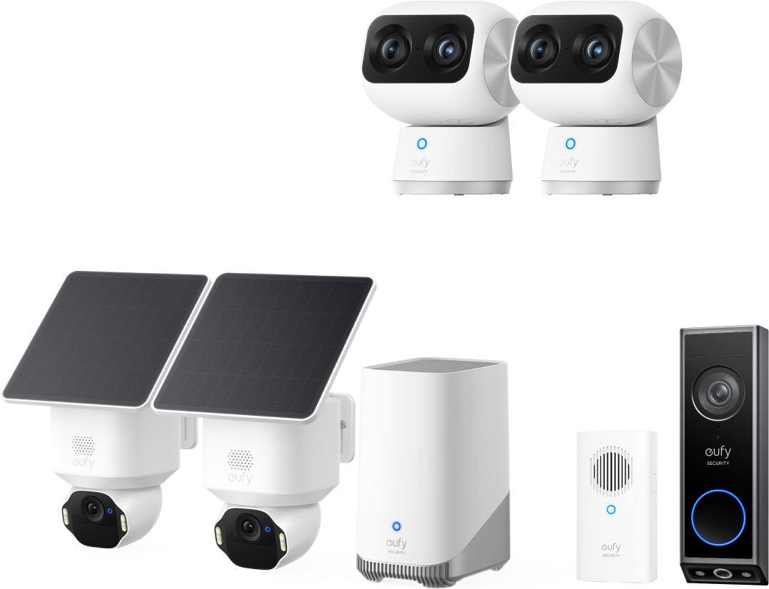 Anker eufy SoloCam E42 2-Kamera-Kit mit Innenkamera S350 2 und Flutlichtkamera E340 + Zusatzklingel