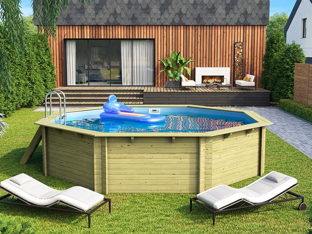 Karibu Holzpool Modell 3 KDI, quadratisch, 38 mm Wandstärke, 547x547x124 cm, Wassertiefe 111 cm