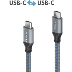 Sonero USB-C auf USB-C Kabel - 3.2 Gen 2, 10Gbps, 100W PD, DP Alt Mode - grau/blau - 1,00m