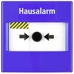 Pentatech, Zubehör Gebäudesicherheit, Druckknopfmelder blau, Aufschrift "Hausalarm"