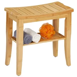 Relaxdays Badhocker aus Bambus Hellbraun