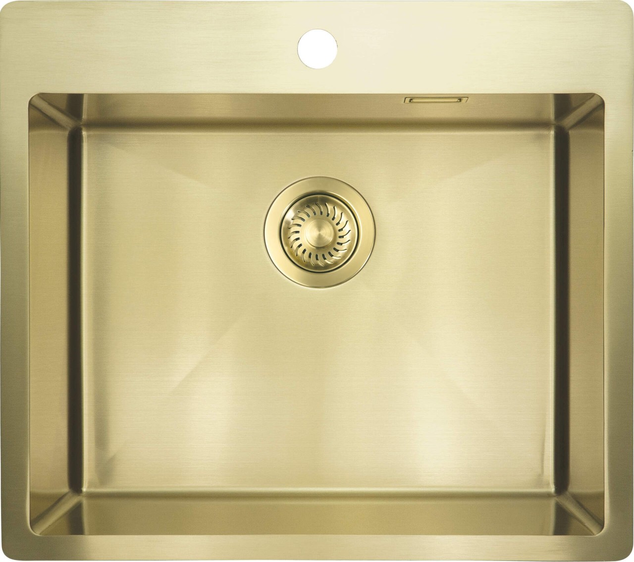 Neuesbad Edelstahlspülen, Gold gebürstet, 1-Becken, 550x505x200 mit Befestigungs NB1DEZPOR10B1