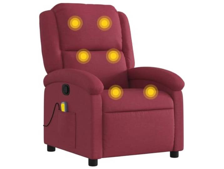 vidaXL Massagesessel, Sessel Verstellbare Rückenlehne, Fernsehsessel Relaxsessel mit Vibrationsfunktion, Liegesessel Polstersessel Ruhesessel, Weinrot Stoff
