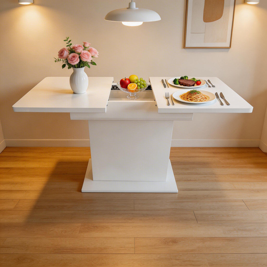 Brayden Studio 130 cm Extendable Rectangular Dining Table White