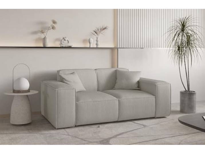 Sofa Designersofa CELES PREMIUM 2-Sitzer in Stoff Scala (Sandgrau)