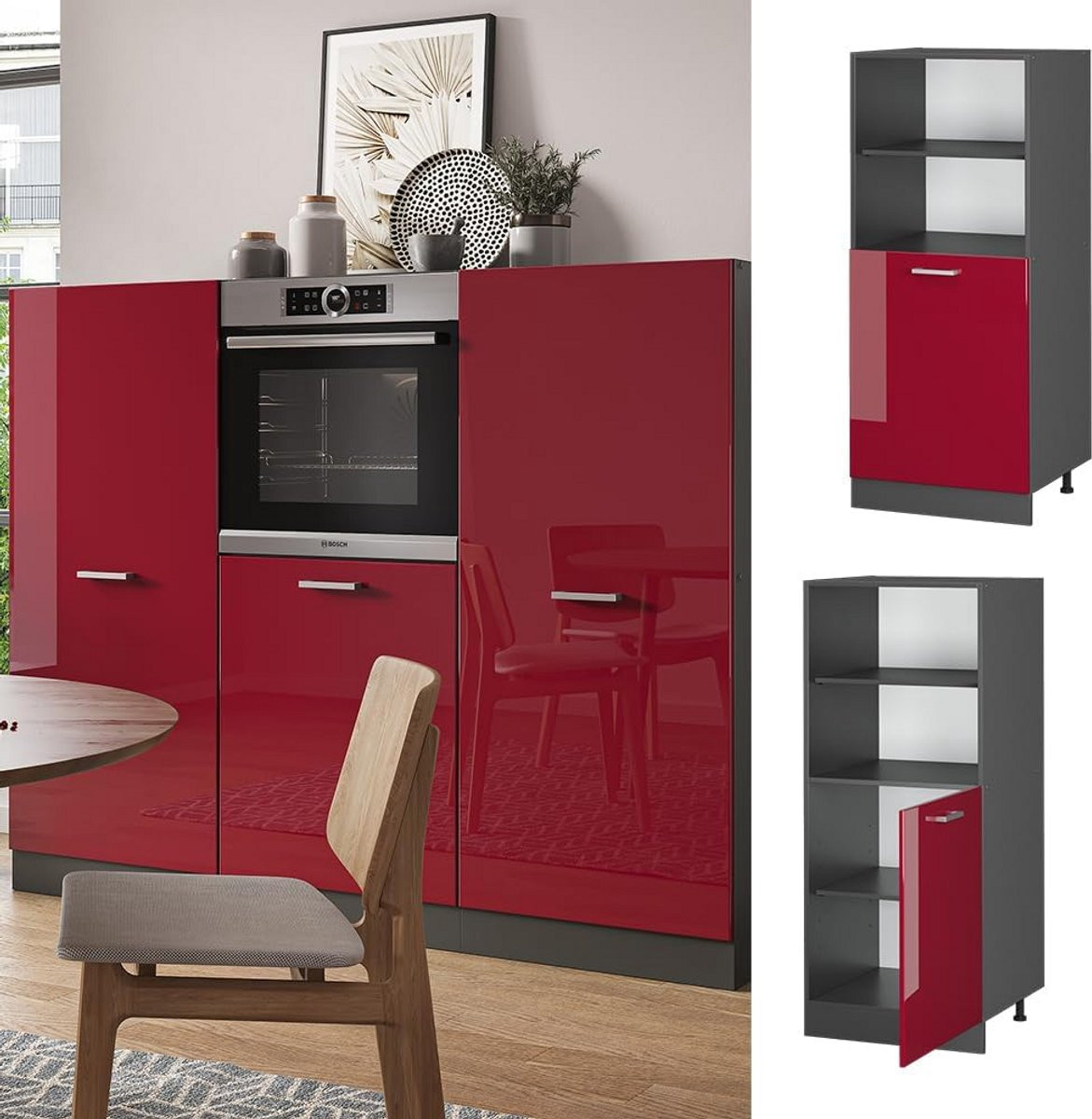 Ovenombouwkast R-Line Keukenmodule Hoogglans Bordeaux