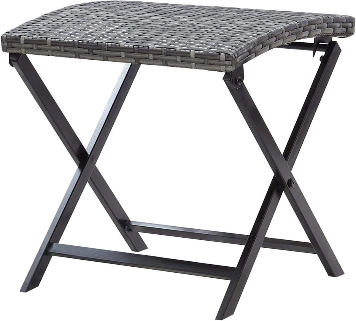 Grijs Polyrattan Vouwkruk - Weerbestendige Opvouwbare Buitenstoel