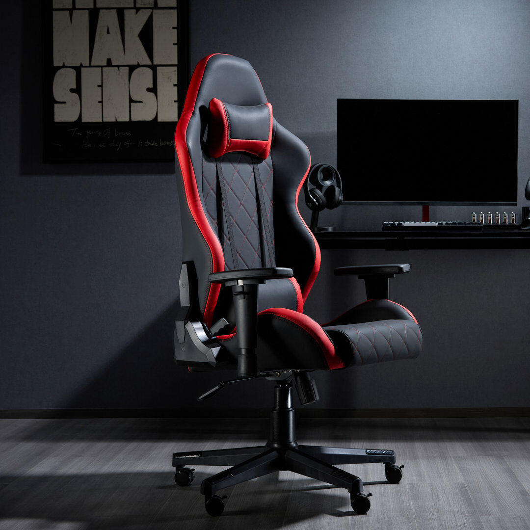 Inbox Zero San Marino Gaming Chair Black Red 70cm W X 70cm D