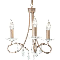 Kronleuchter Hängelampe Deckenleuchte 3 Flammig D 36 cm Kristalle Silber Gold