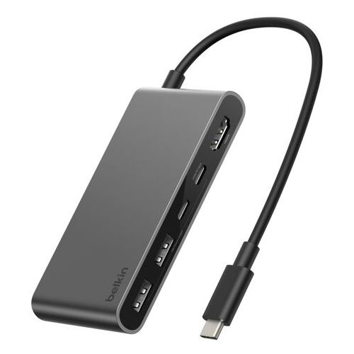 BELKIN CONNECT 5-IN-1 USB-C HUB WITH DUAL USB-C PORTS SILVER
