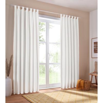 Vorhang OTTO HOME "Parry, Schlaufen, 2er Set, blickdicht, Topseller" Gr. 5, beige (natur), B:140cm H:265cm, Polyester, Recyceltes Material, Gardinen, 2-er Set, blickdicht, monochrom, basic