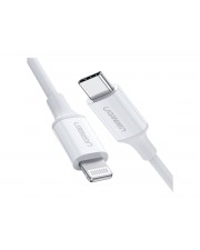 Ugreen Lightning-Kabel 24 pin USB-C männlich zu Lightning 1 m abgeschirmt weiß USB-Stromversorgung 18 W Abgeschirmt 1 m USB Typ C 24-polig (10493)