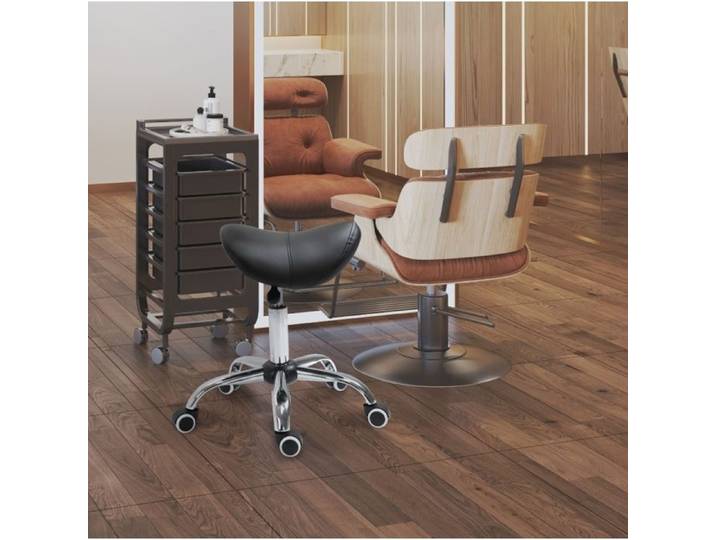 VUENOR Tabouret selle de travail pivotant noir 52 x 53 x 49 cm roulettes réglable