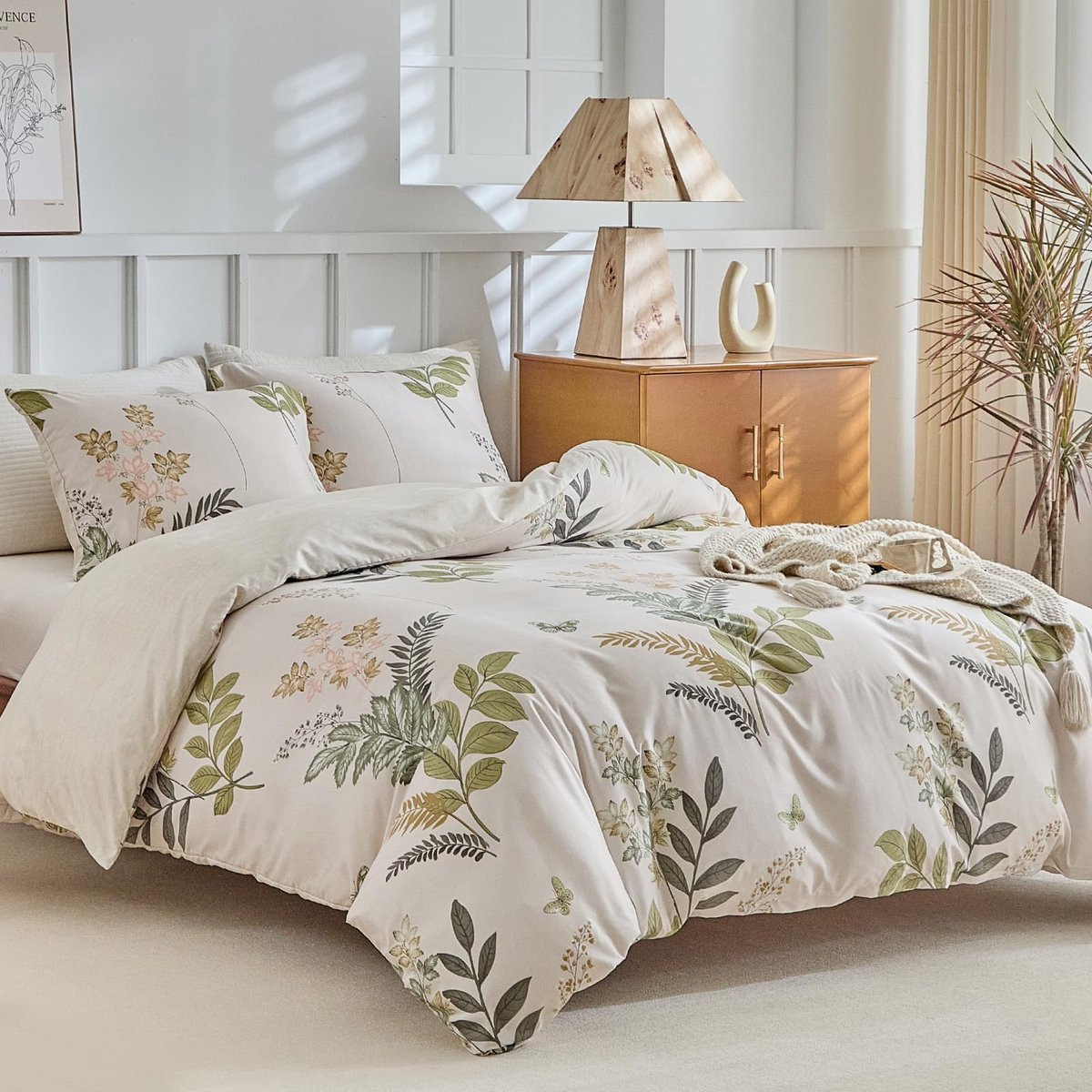 Unyqoos Luxe 3-delige beddengoedset met lentebloemen voor tweepersoonsbed