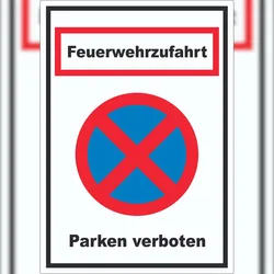HB-Druck Feuerwehrzufahrt Parken verboten Aufkleber A4 (210x297mm)