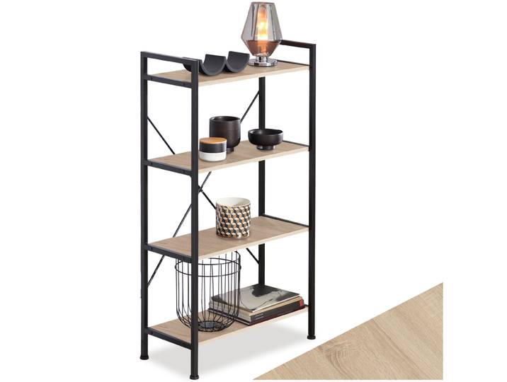 Regal Leeds 67,5x31,5x121,5cm - Industrial Holz hell, Eiche Sonoma