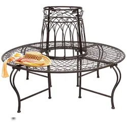 DanDiBo Rundbank Metall Wetterfest Braun Ø 130 cm Baumbank 96003 Gartenbank Parkbank Eisenbank