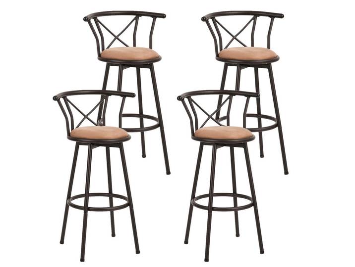 Meubles Cosy Barhocker 4er-Set Drehbar Braun, Metall, 56x98.5x40 cm, Esszimmer, Barmöbel, Barhocker