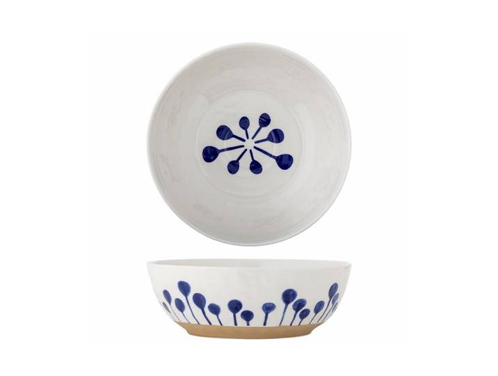 Dessertschale BLOOMINGVILLE Linora, Steinzeug , weiss (blau), H:9cm Ø:28cm, Steinzeug, Schüsseln, Dessertschale